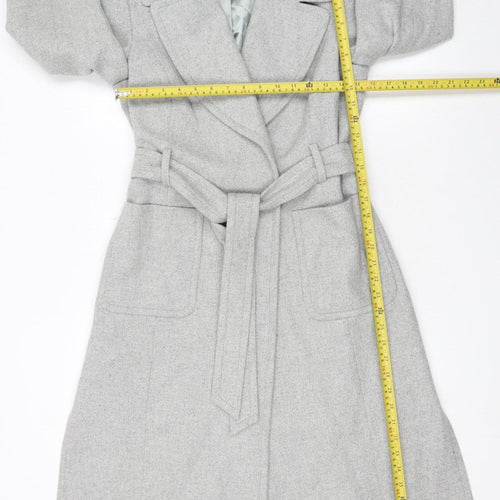Windsmoor Womens Grey Long Belted Wool Blend Trench Coat Size 10