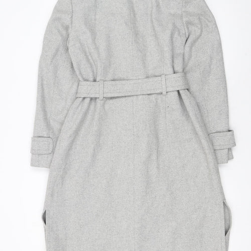 Windsmoor Womens Grey Long Belted Wool Blend Trench Coat Size 10