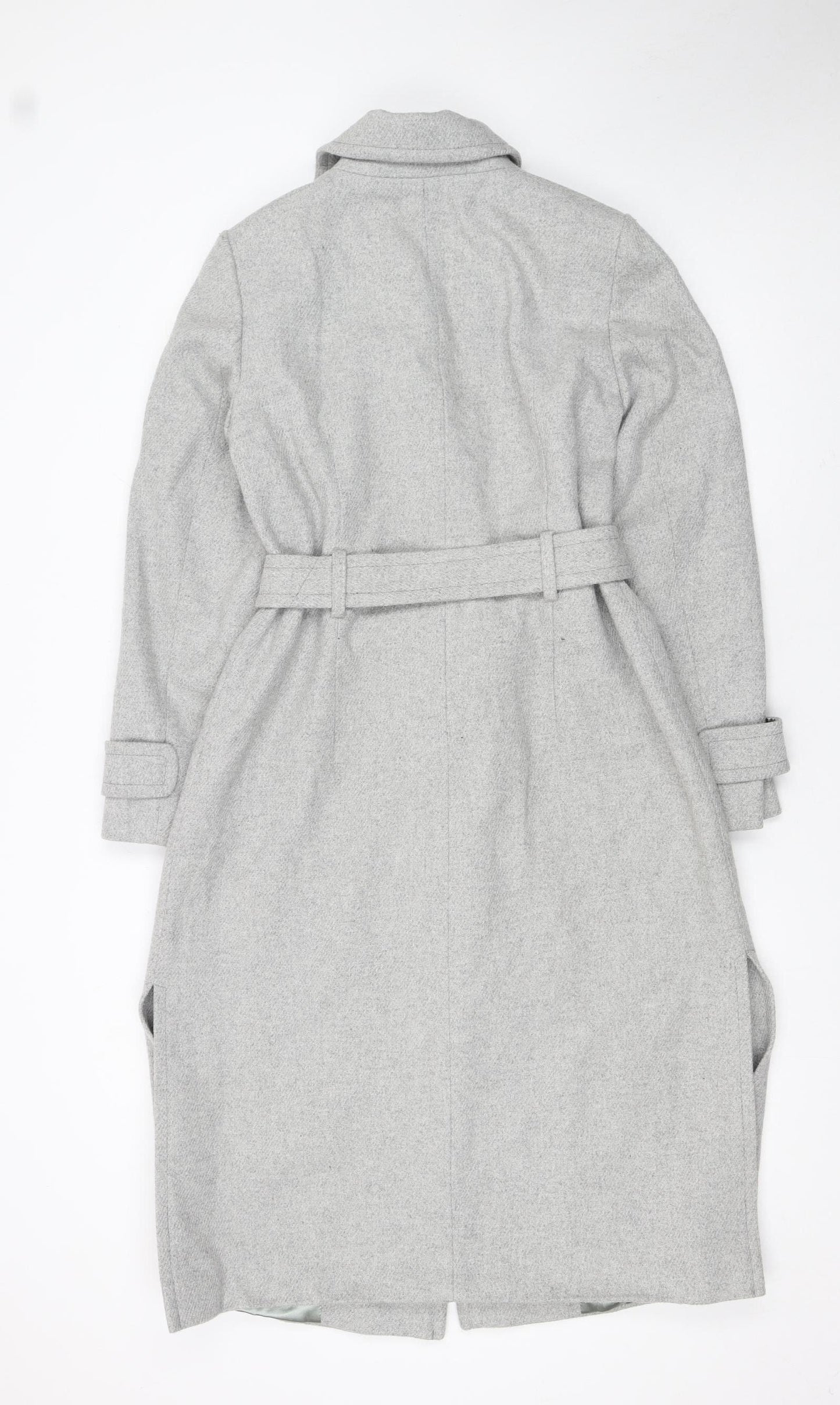 Windsmoor Womens Grey Long Belted Wool Blend Trench Coat Size 10