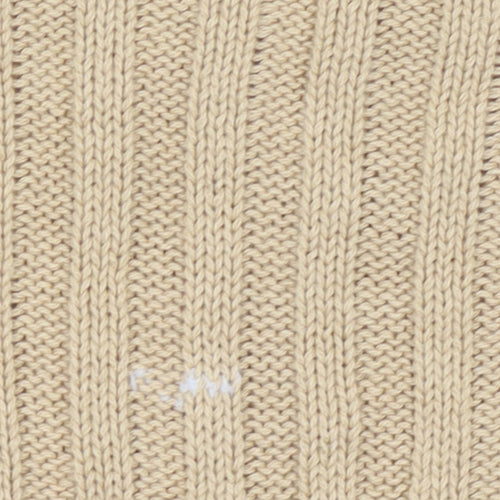 Stradivarius Women Beige Rib Knit Crew Neck Cotton Jumper Size S