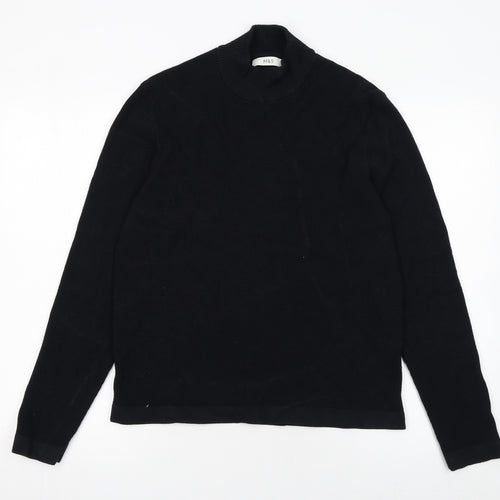 Marks and Spencer Men’s Black Waffle Knit Cotton Modal Mock Neck Jumper M