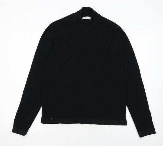 Marks and Spencer Men’s Black Waffle Knit Cotton Modal Mock Neck Jumper M
