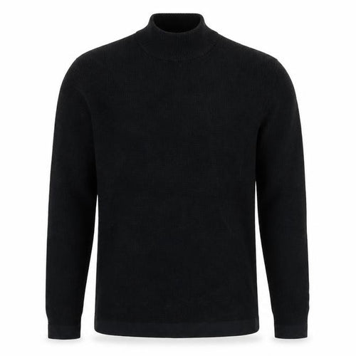 Marks and Spencer Men’s Black Waffle Knit Cotton Modal Mock Neck Jumper M