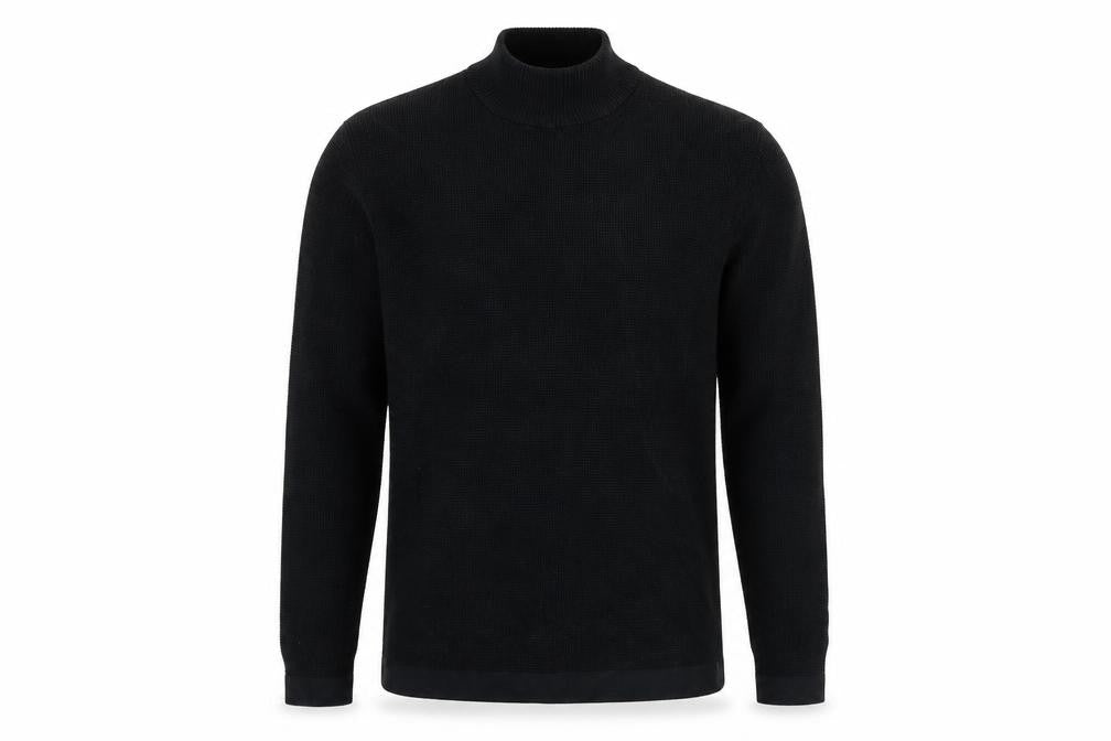 Marks and Spencer Men’s Black Waffle Knit Cotton Modal Mock Neck Jumper M