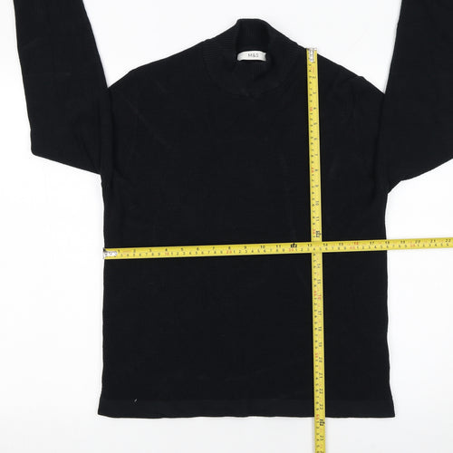 Marks and Spencer Men’s Black Waffle Knit Cotton Modal Mock Neck Jumper M