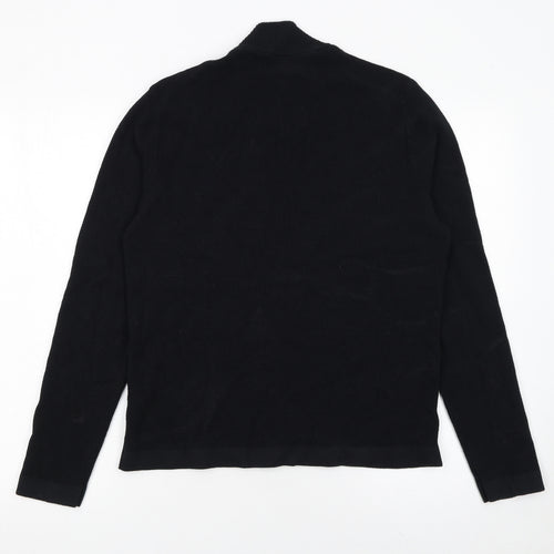 Marks and Spencer Men’s Black Waffle Knit Cotton Modal Mock Neck Jumper M