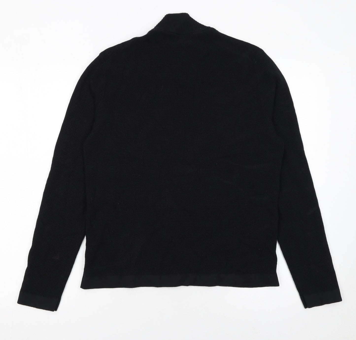 Marks and Spencer Men’s Black Waffle Knit Cotton Modal Mock Neck Jumper M