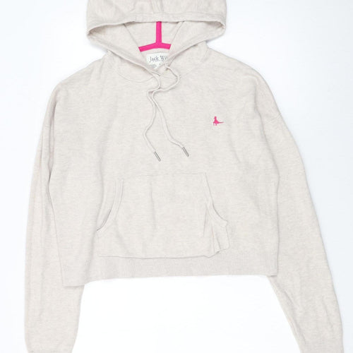 Jack Wills Womens Beige Hooded Pullover Jumper Size 14