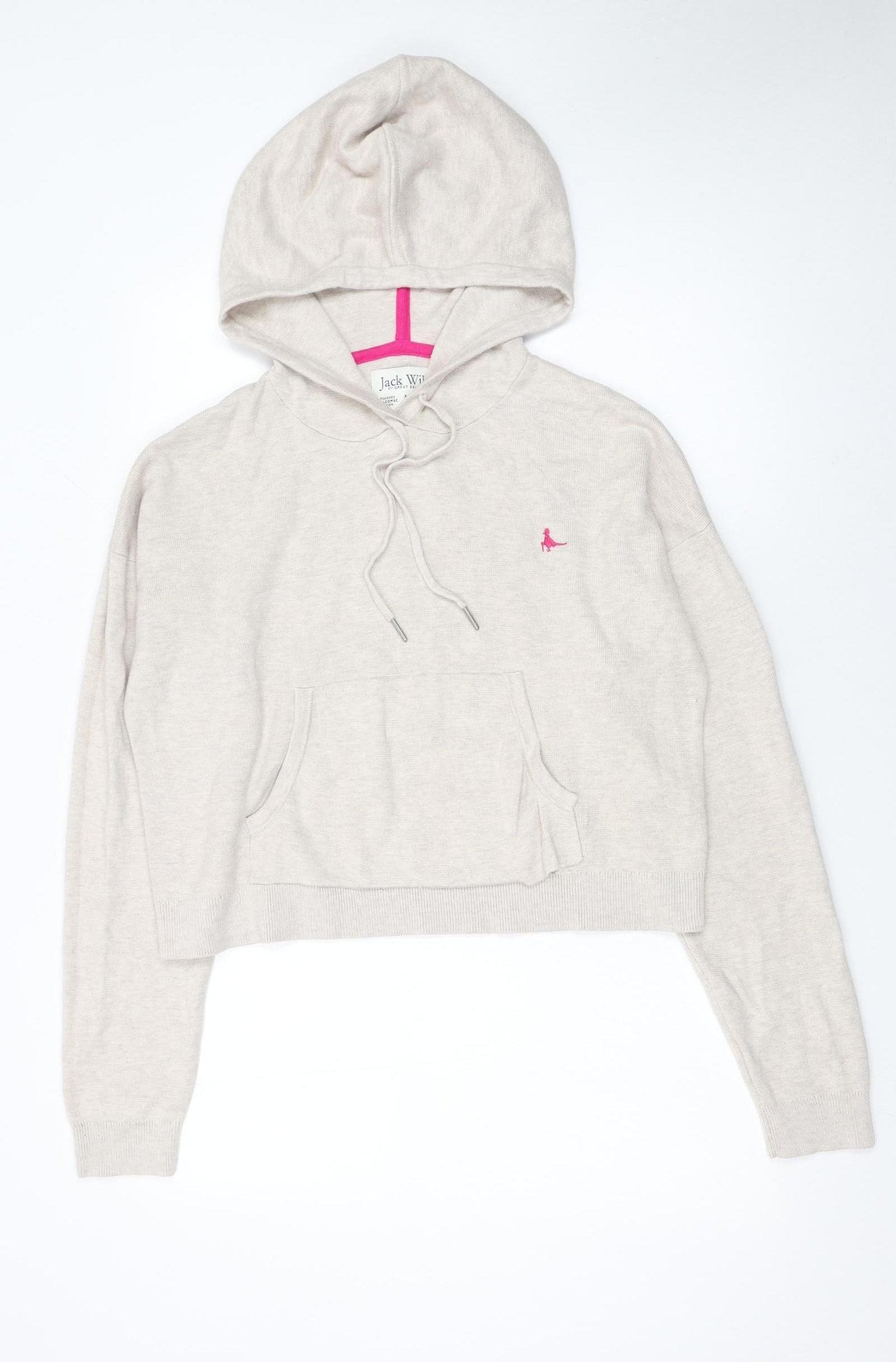 Jack Wills Womens Beige Hooded Pullover Jumper Size 14