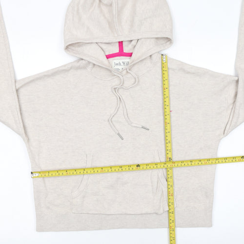 Jack Wills Womens Beige Hooded Pullover Jumper Size 14