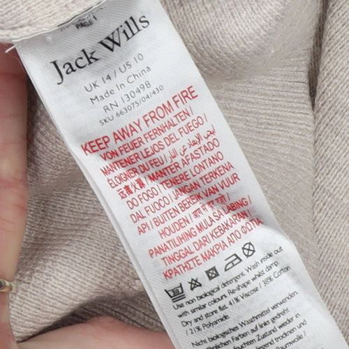 Jack Wills Womens Beige Hooded Pullover Jumper Size 14