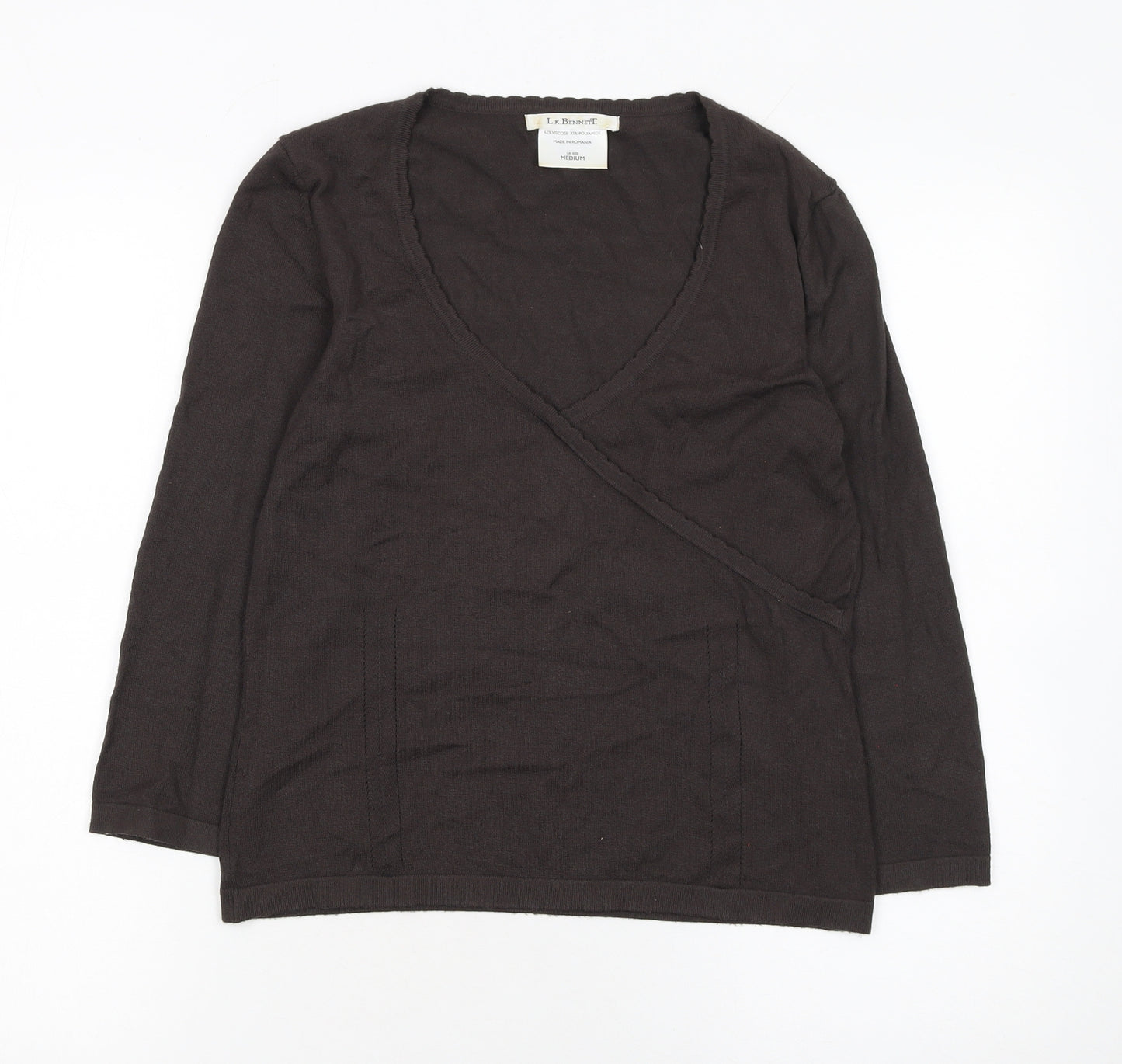 L.K. Bennett Women Brown Medium Wrap Jumper Viscose Blend