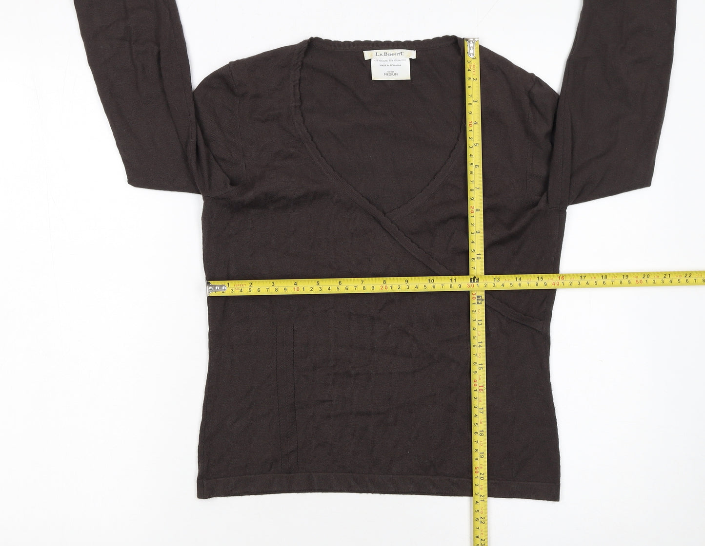 L.K. Bennett Women Brown Medium Wrap Jumper Viscose Blend