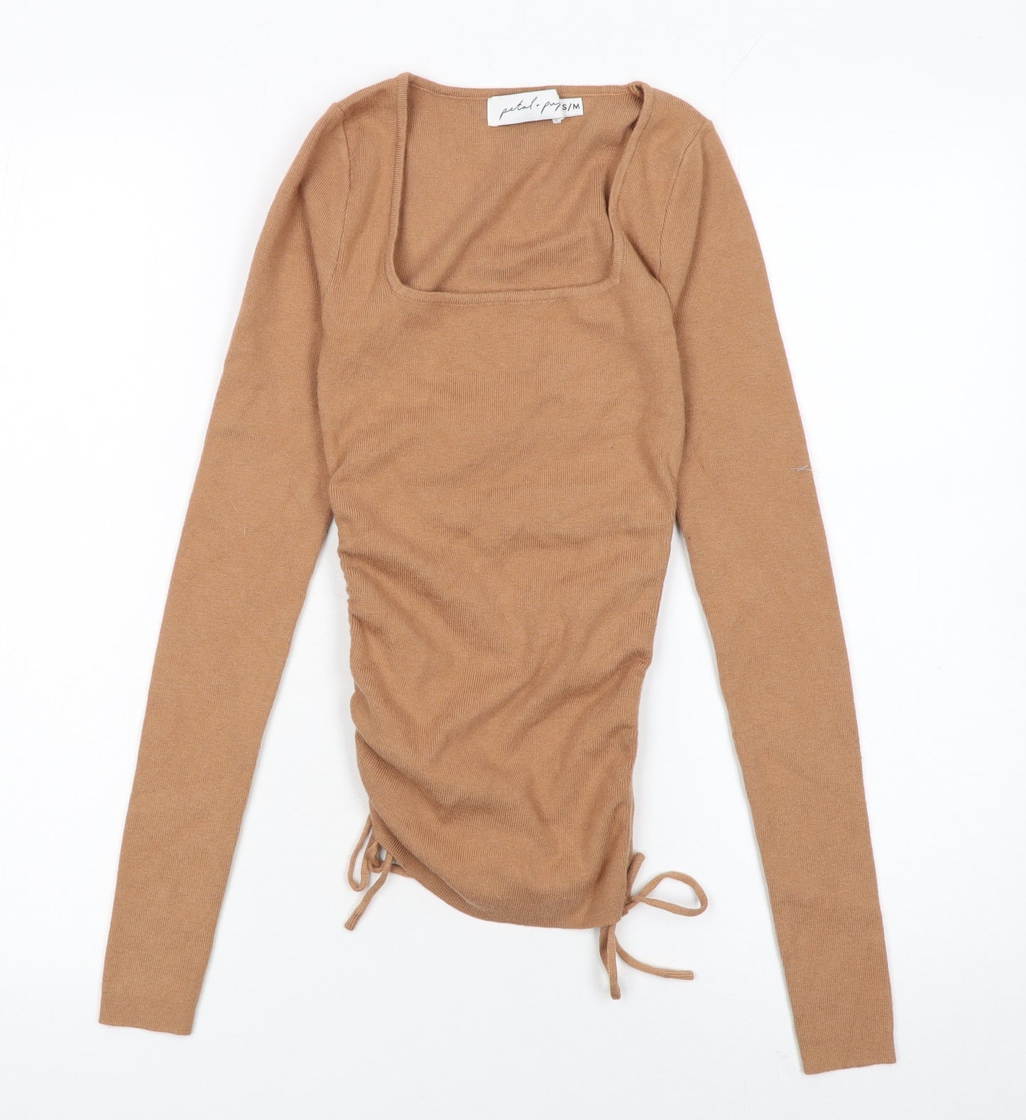Petal + Pup Women's Beige Square Neck Slim Knit Pullover Jumper S