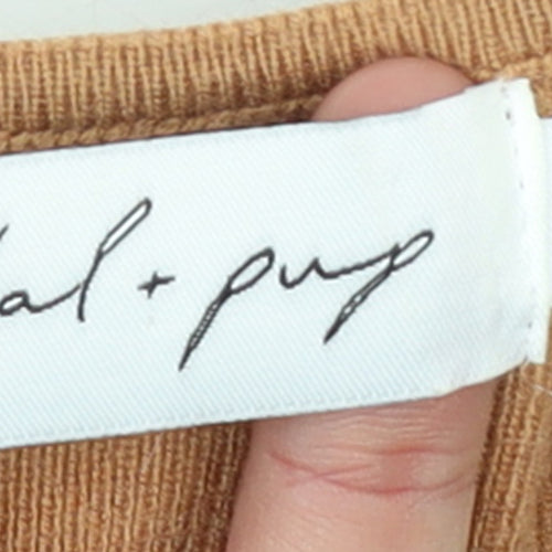 Petal + Pup Women's Beige Square Neck Slim Knit Pullover Jumper S