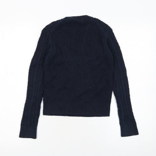 Jack Wills Women Blue Cable-Knit Cotton Jumper UK 6