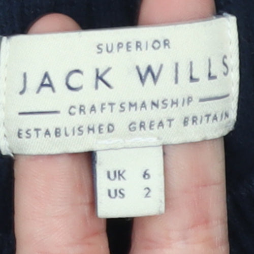 Jack Wills Women Blue Cable-Knit Cotton Jumper UK 6