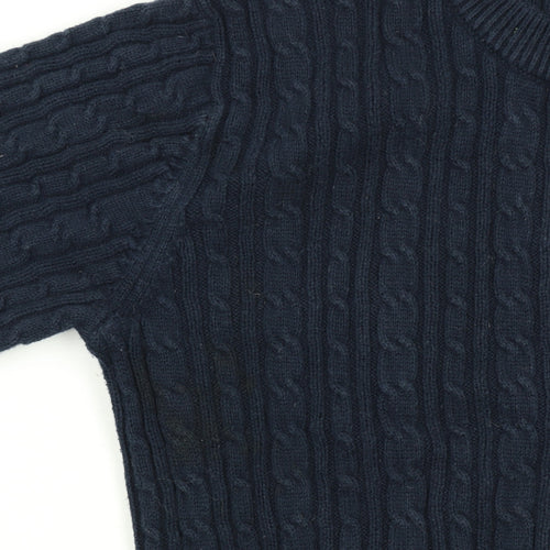 Jack Wills Women Blue Cable-Knit Cotton Jumper UK 6