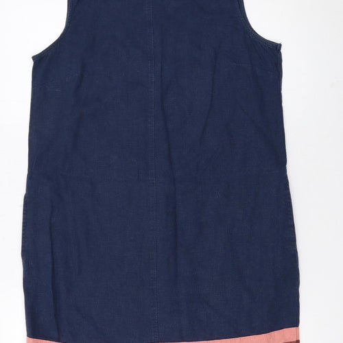 Next Women Blue Linen Shift Dress Size 8 Sleeveless Summer Classic