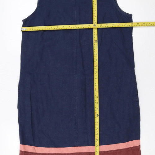Next Women Blue Linen Shift Dress Size 8 Sleeveless Summer Classic
