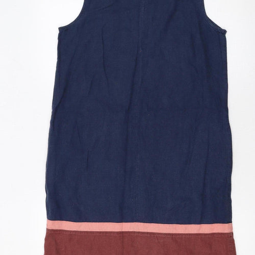 Next Women Blue Linen Shift Dress Size 8 Sleeveless Summer Classic