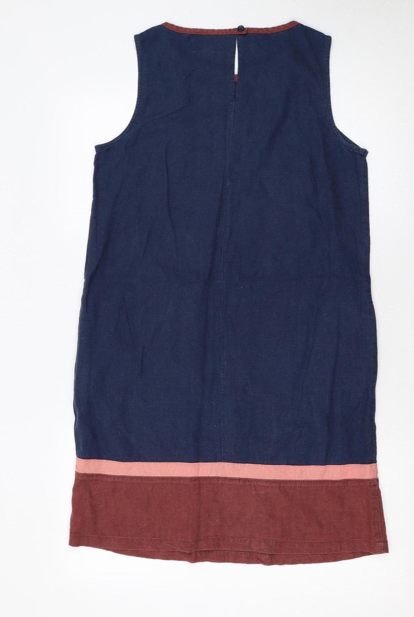Next Women Blue Linen Shift Dress Size 8 Sleeveless Summer Classic