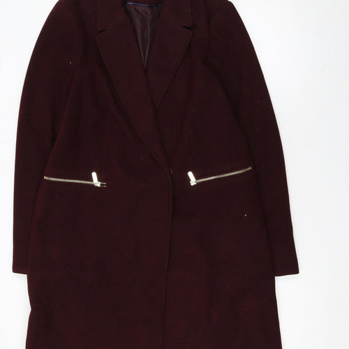 Topshop Women Tall Brown Wool Look Mid-Length Overcoat UK 10