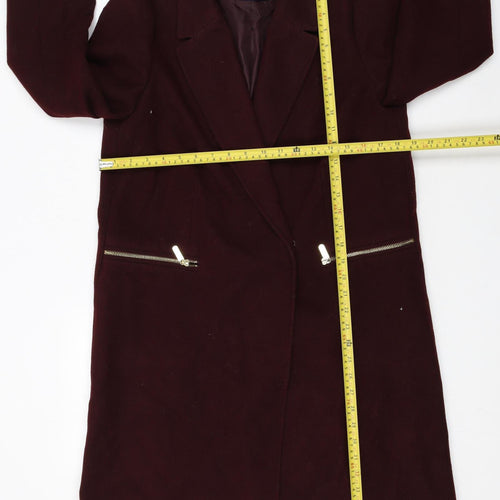 Topshop Women Tall Brown Wool Look Mid-Length Overcoat UK 10