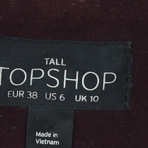 Topshop Women Tall Brown Wool Look Mid-Length Overcoat UK 10