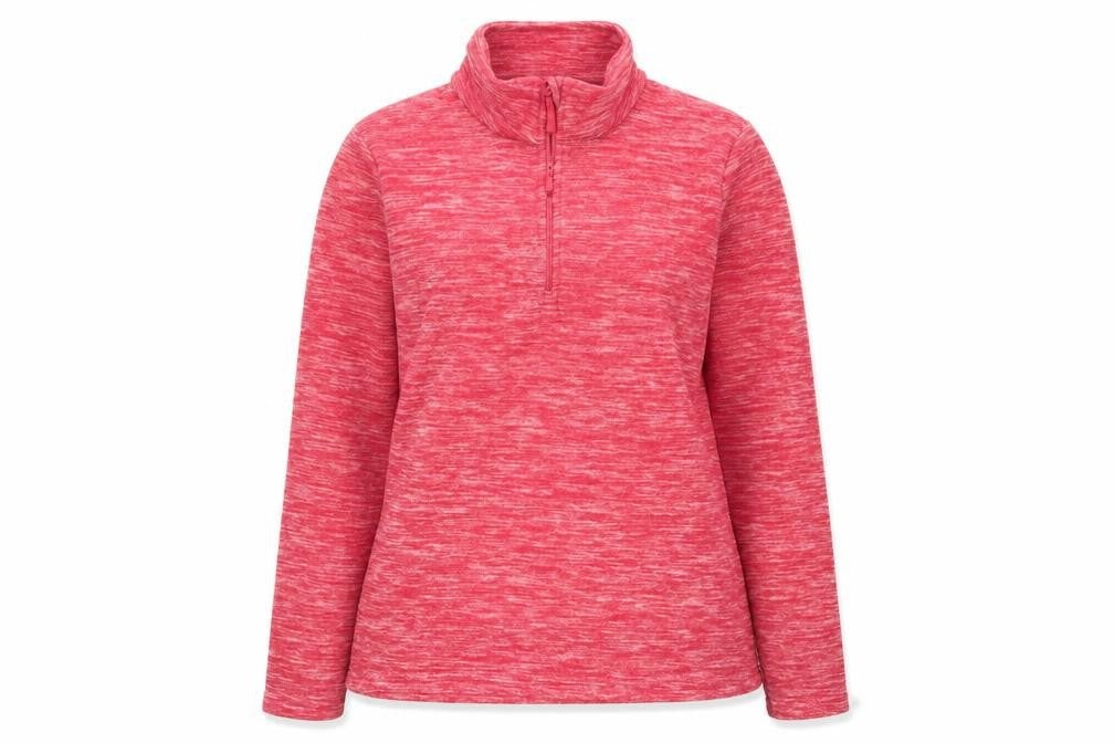 Front view of Mountain Warehouse women’s red 1/4 zip fleece pullover uk 8