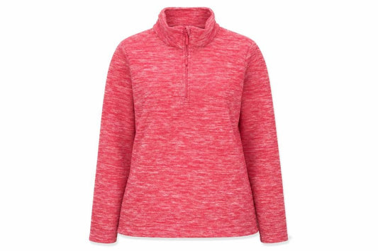 Front view of Mountain Warehouse women’s red 1/4 zip fleece pullover uk 8