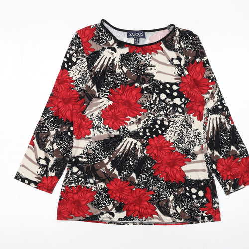 Saloos Womens Multicoloured Floral Long Sleeve Jersey Blouse UK 12