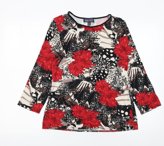 Saloos Womens Multicoloured Floral Long Sleeve Jersey Blouse UK 12