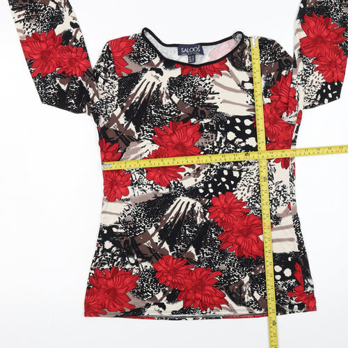 Saloos Womens Multicoloured Floral Long Sleeve Jersey Blouse UK 12