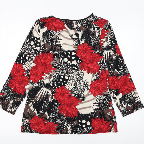 Saloos Womens Multicoloured Floral Long Sleeve Jersey Blouse UK 12