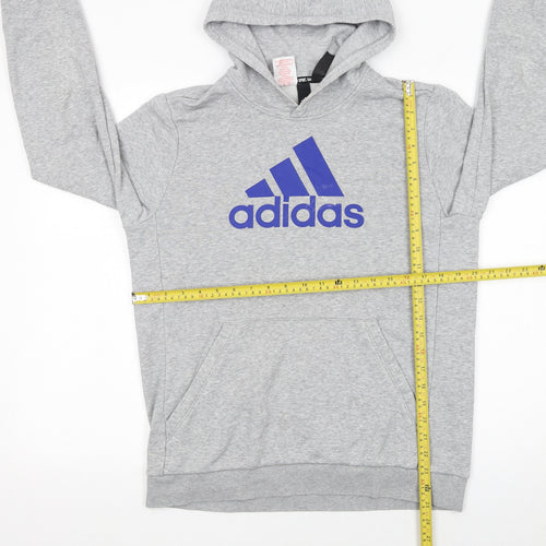 Adidas Boys Grey Hoodie 15-16 Years Pullover Fleece Cotton Blend