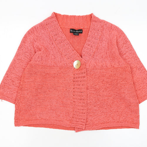 Mercer & Madison Women Coral Knit Cardigan M V-Neck Button Front