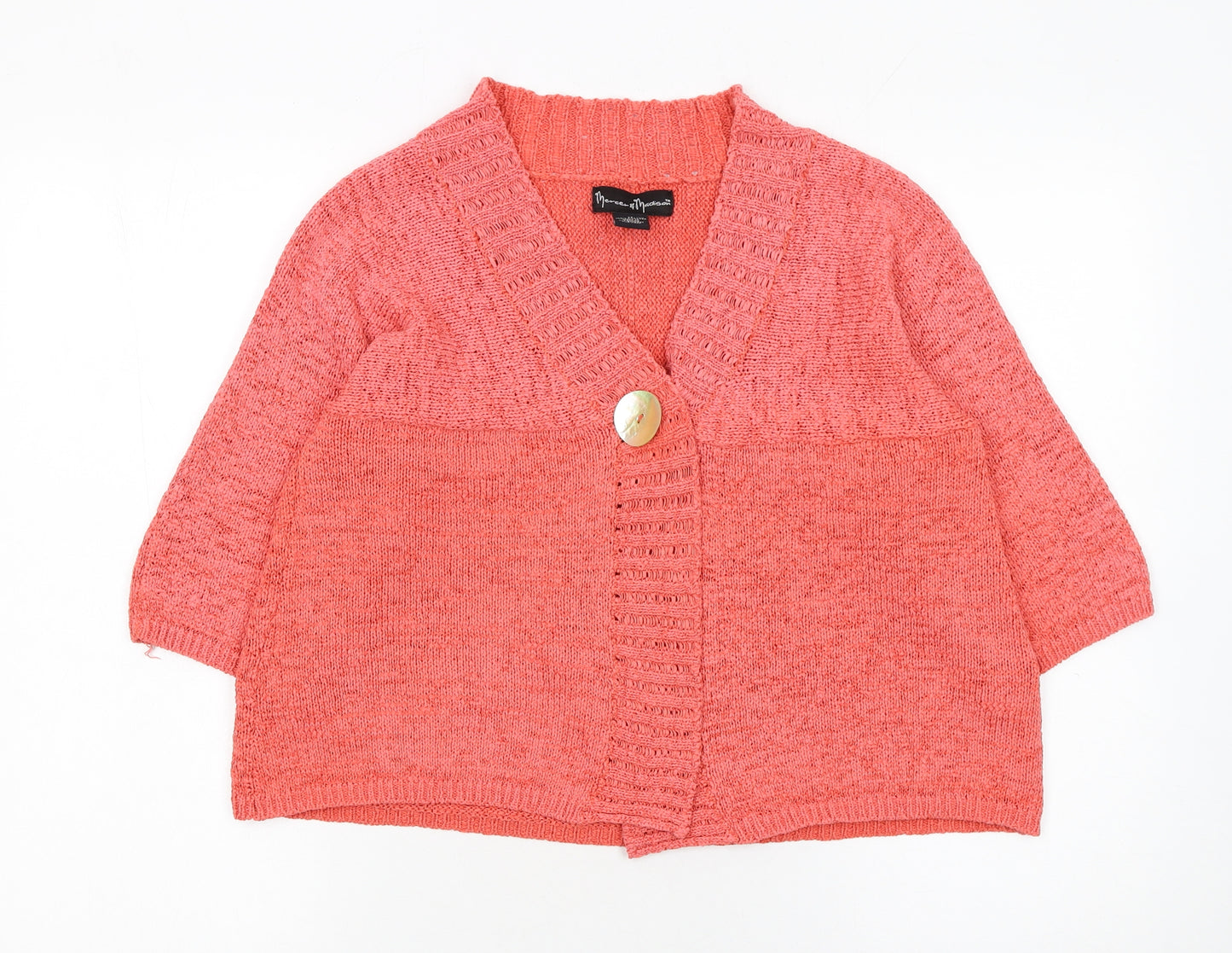 Mercer & Madison Women Coral Knit Cardigan M V-Neck Button Front