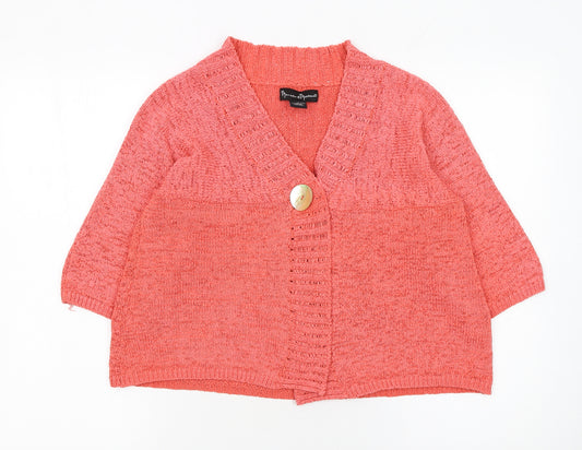 Mercer & Madison Women Coral Knit Cardigan M V-Neck Button Front