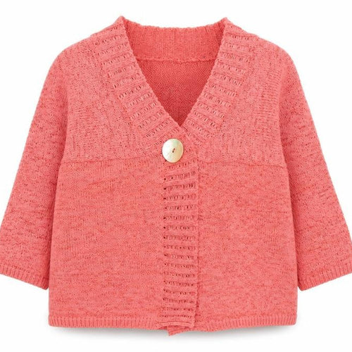 Mercer & Madison Women Coral Knit Cardigan M V-Neck Button Front