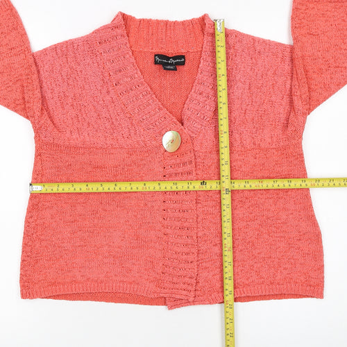 Mercer & Madison Women Coral Knit Cardigan M V-Neck Button Front
