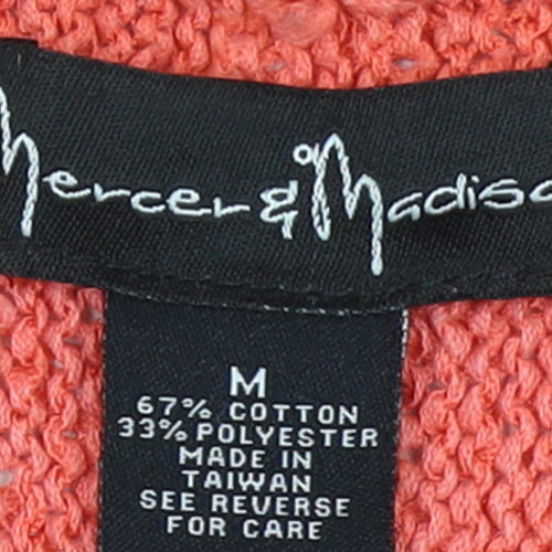 Mercer & Madison Women Coral Knit Cardigan M V-Neck Button Front