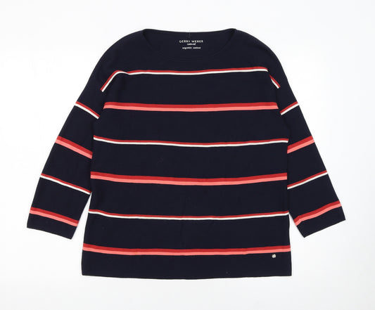 Gerry Weber Women Blue Striped Organic Cotton Pullover Jumper Size 10