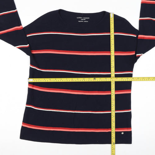 Gerry Weber Women Blue Striped Organic Cotton Pullover Jumper Size 10