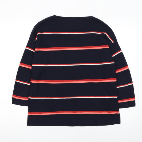 Gerry Weber Women Blue Striped Organic Cotton Pullover Jumper Size 10