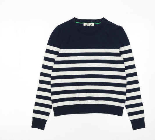 Boden Women Blue White Striped Cotton Crew Neck Jumper XS