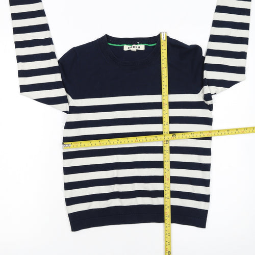 Boden Women Blue White Striped Cotton Crew Neck Jumper XS