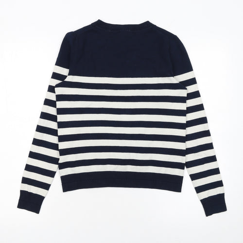 Boden Women Blue White Striped Cotton Crew Neck Jumper XS