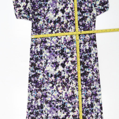 H&M Women’s Multicoloured Floral Shift Dress XS 3/4 Sleeve