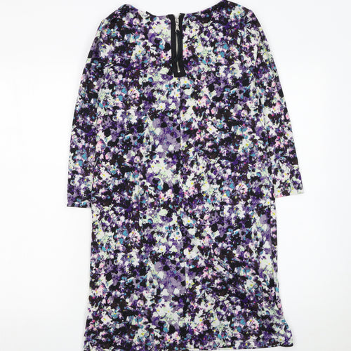 H&M Women’s Multicoloured Floral Shift Dress XS 3/4 Sleeve